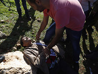 Зиад Абу Эйн после столкновения с пограничниками. 10 декабря 2014 года Зиад Абу Эйн после столкновения с пограничниками. 10 декабря 2014 года