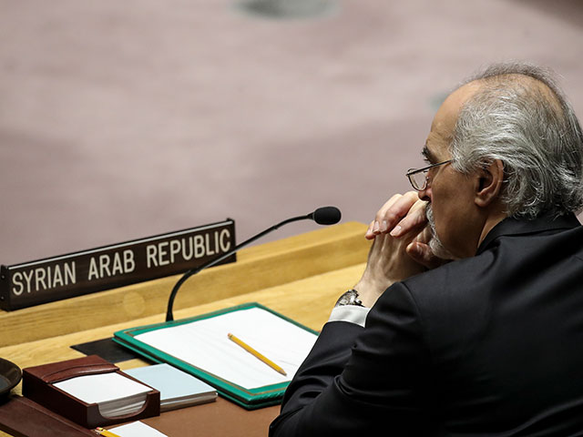 Башар Джафари на заседании СБ ООН. 14 апреля 2018 года  