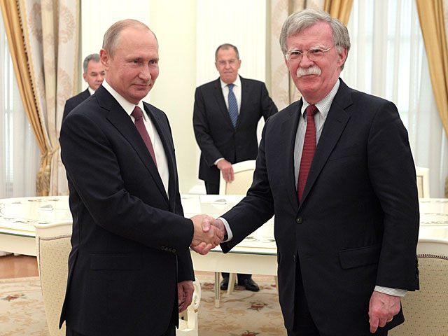 Президент России Владимир Путин встретился в Кремле с советником президента США по национальной безопасности Джоном Болтоном