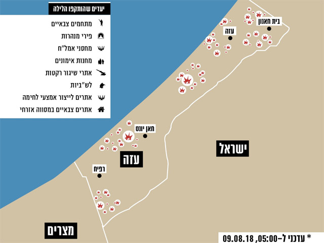 Военно-воздушные силы Армии обороны Израиля с вечера среды атаковали более 150 объектов террористической организации ХАМАС в секторе Газы в ответ на ракетные обстрелы израильской территории