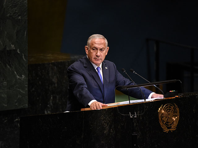 Биньямин Нетаниягу на заседании генассамблеи ООН в Нью-Йорке. 27 сентября 2018 года