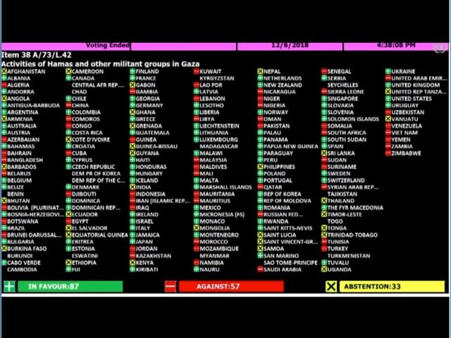 Проект резолюции ООН против ХАМАСа получил большинство голосов, однако был отклонен