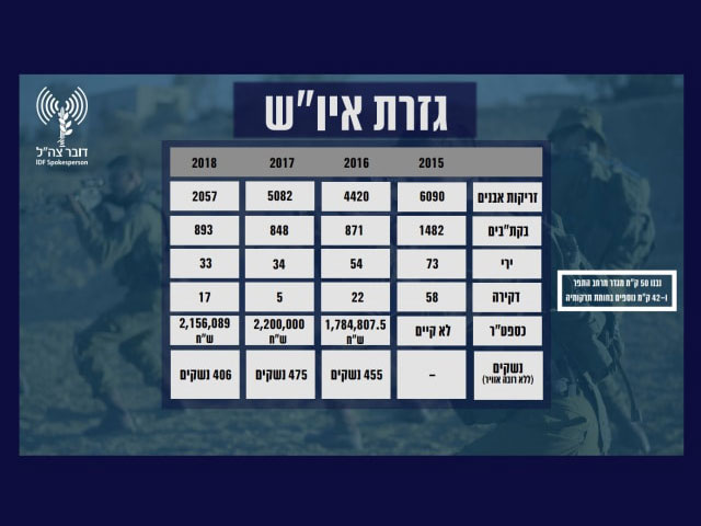 ЦАХАЛ опубликовал отчет о деятельности армии и терактах в 2018 году  