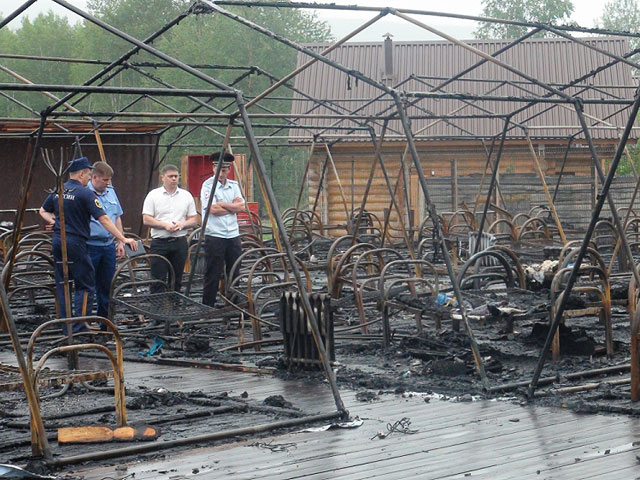   На месте пожара в Хабаровском крае