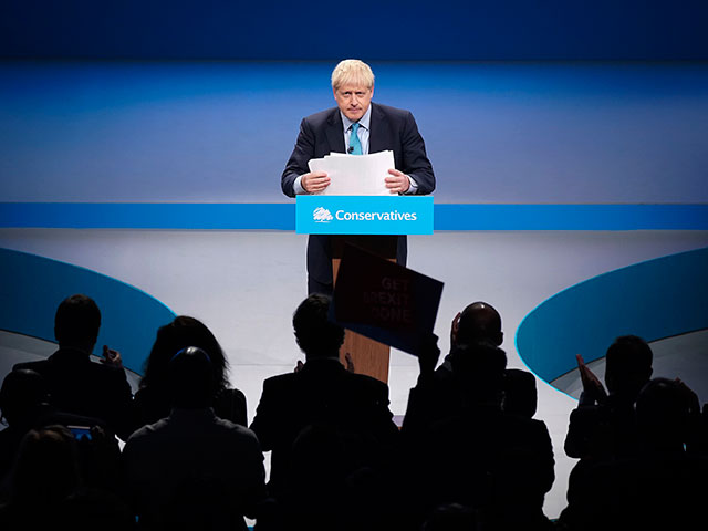 Борис Джонсон на конференции в Манчестере, 2 октября 2019 года