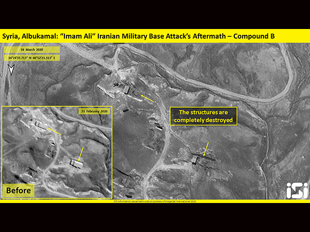 Опубликованы спутниковые снимки уничтоженной иранской базы на границе Сирии и Ирака