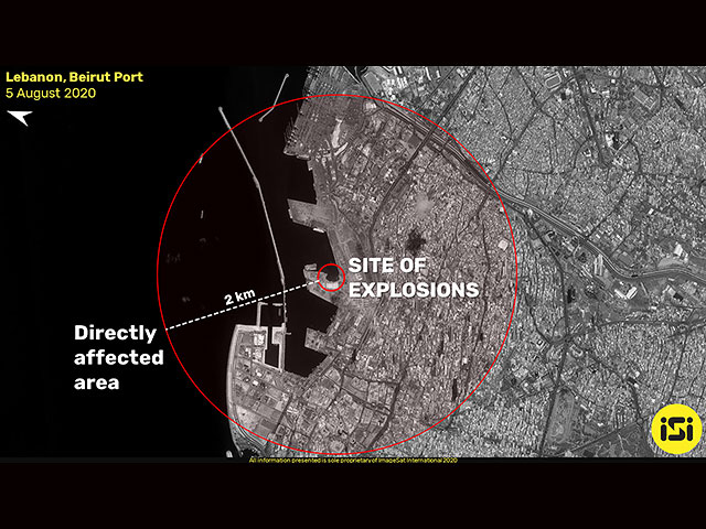 Компания ImageSat опубликовала спутниковые снимки Бейрута до и после взрыва
