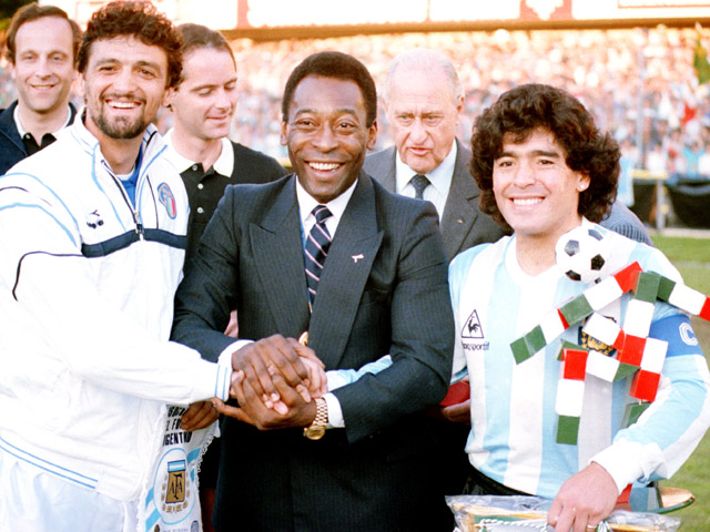 Алессандро Альтобелли, Пеле и Диего Марадона в 1987 году
