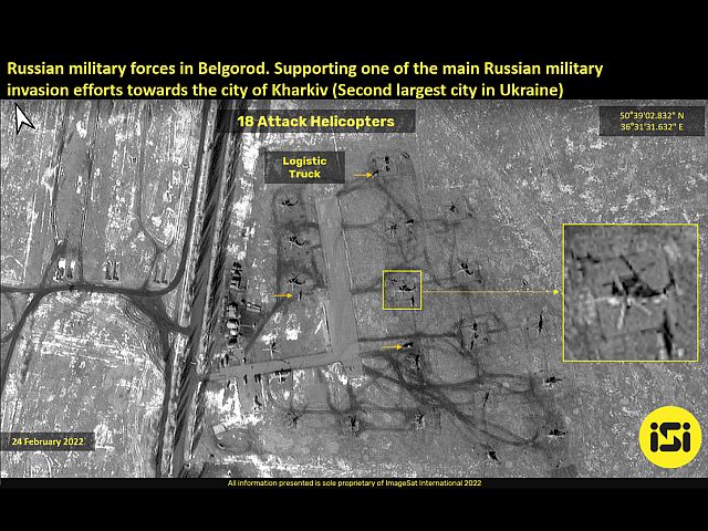 ImageSat публикует спутниковые снимки, на которых показаны российские войска в десятках километров от Харькова