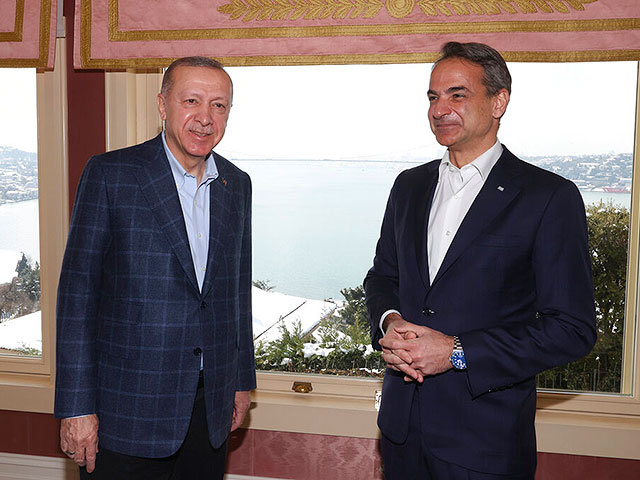 Президент Турции Реджеп Тайип Эрдоган и премьер-министром Греции Кириакос Мицотакис
