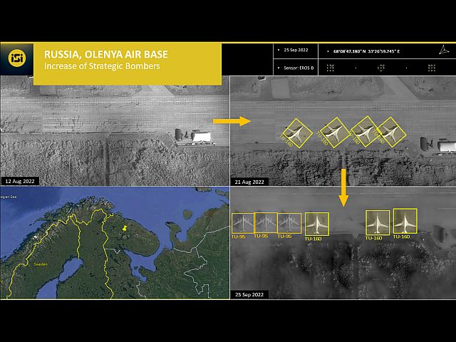 Спутниковые снимки ImageSat: армия РФ перебрасывает стратегические бомбардировщики из Саратовской области на Кольский полуостров