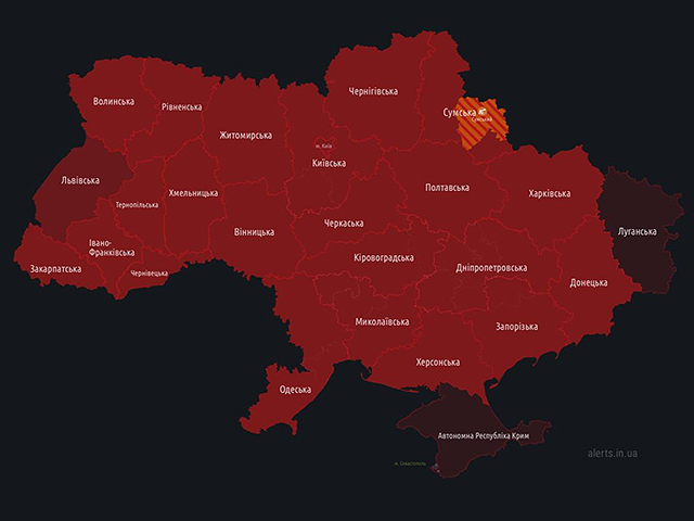 Воздушная тревога на всей территории Украины