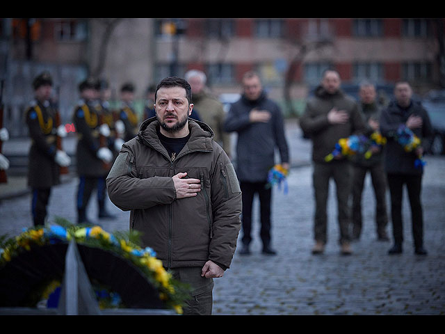 Во время мемориальной церемонии памяти павшим в войне с Россией. Львов, январь 2023 года