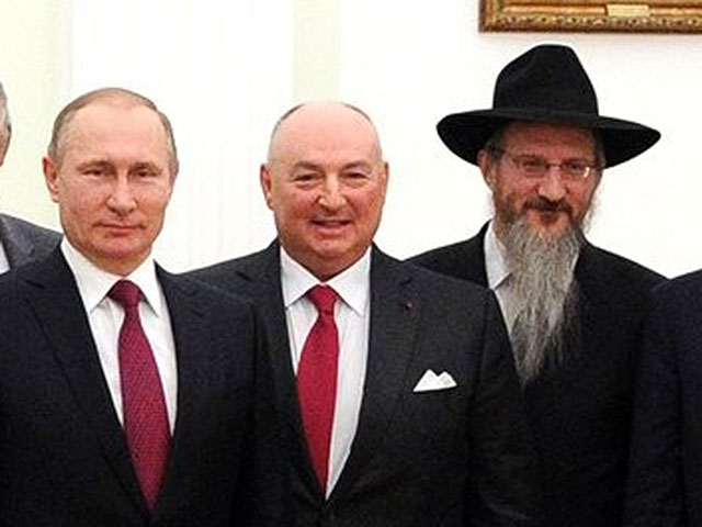Моше Кантор с Владимиром Путиным и Берл Лазаром