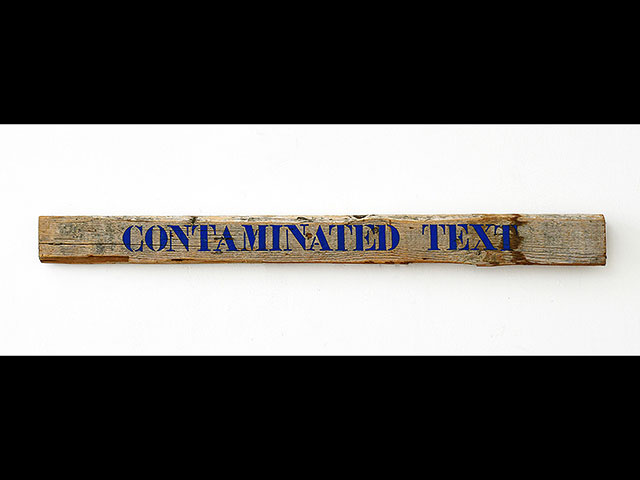 Contaminated Text, 1996, acrylic on wood, 7x77 cm