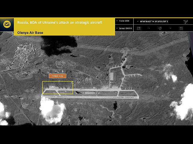 Авиабаза "Оленья" в Мурманской области. Спутниковый снимок ImageSat International (ISI), компании по спутниковым и космическим разведывательным решениям