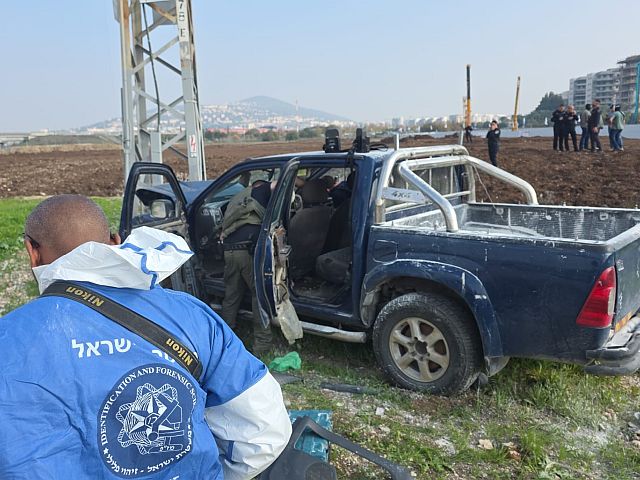 Автомобиль террориста в районе перекрестка А-Моанот рядом с Афулой