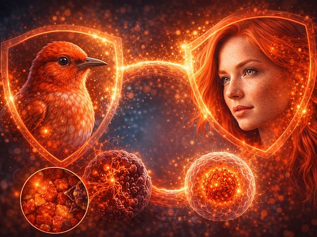 Рыжий пигмент способствует предотвращению повреждения клеток у птиц и людей
