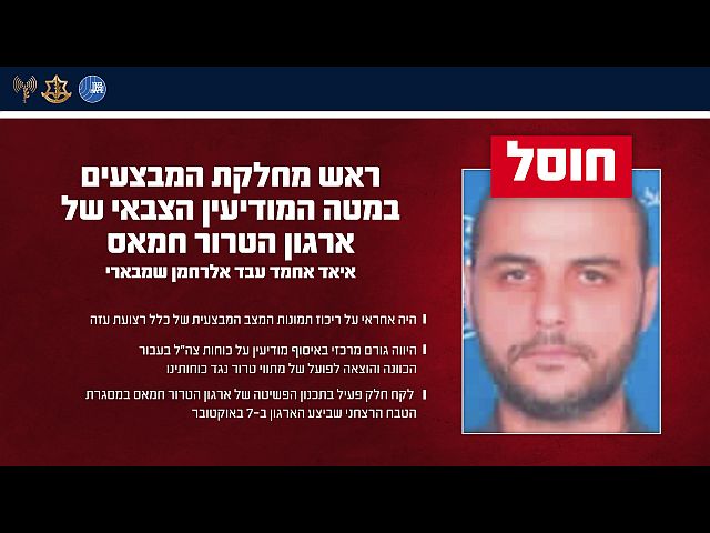 В Газе ликвидирован глава оперотдела штаба военной разведки ХАМАСа
