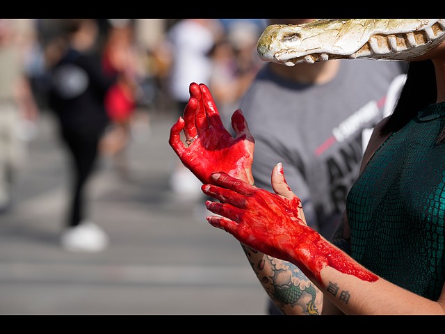 Акция PETA на площади Дуомо