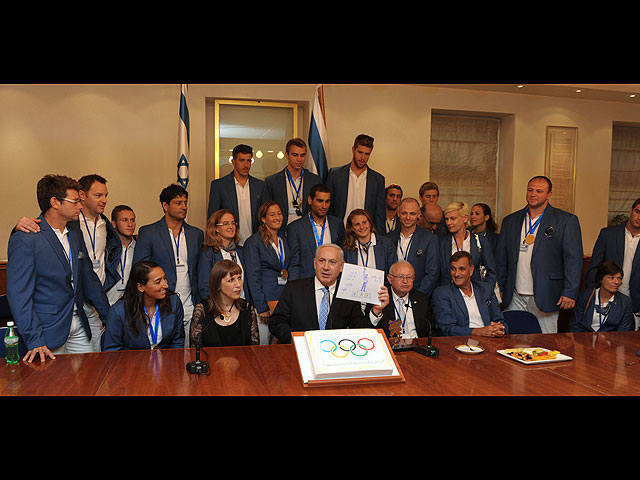 Израильские олимпийцы на приеме в канцелярии Биньямина Нетаниягу