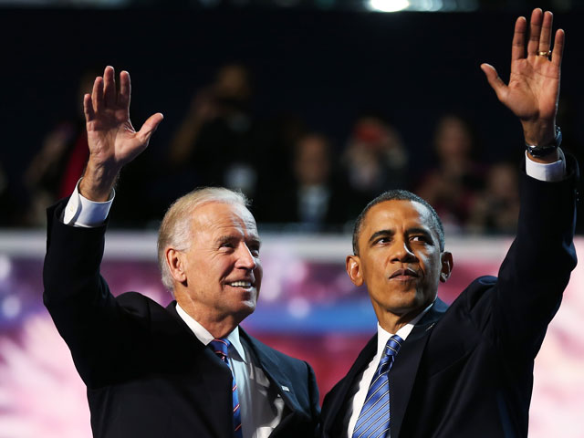 Джо Байден и Барак Обама на съезде демократов. Шарлотт, 6 сентября 2012 года