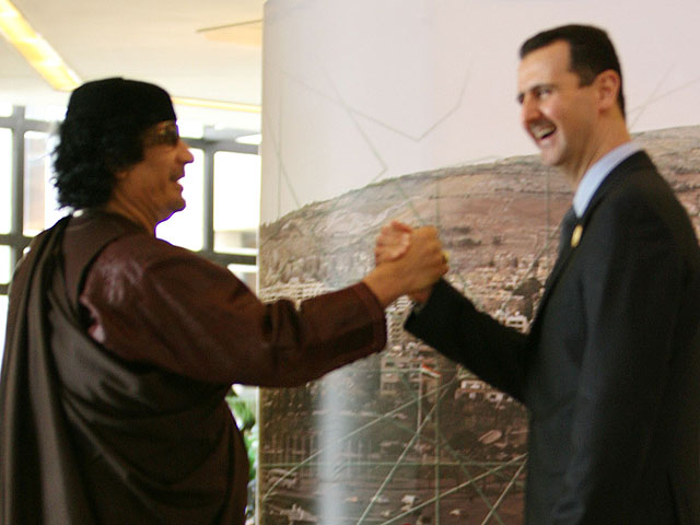 Муаммар Каддафи и Башар Асад в 2008-м году