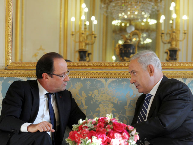 Президент Франции Франсуа Олланд и премьер-министр Израиля Биньямин Нетаниягу. Париж, 31 октября 2012 года