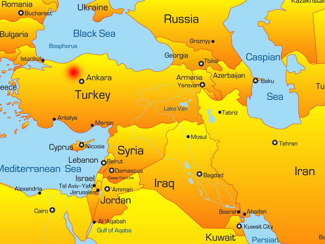 Карта турции и израиля