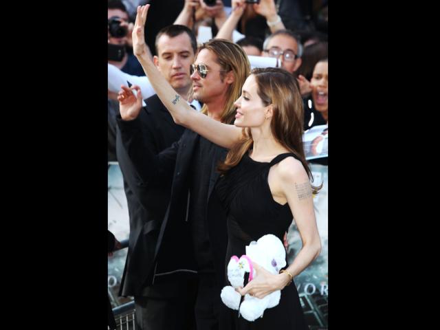 Анджелина Джоли и Брэд Питт на премьере "World War Z". Лондон, 02 июня 2013 года