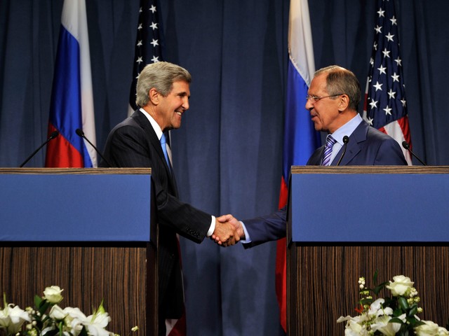 Начались переговоры Лаврова и Керри по вопросу контроля над химоружием Сирии (Женева, 12 сентября 2013 г.)