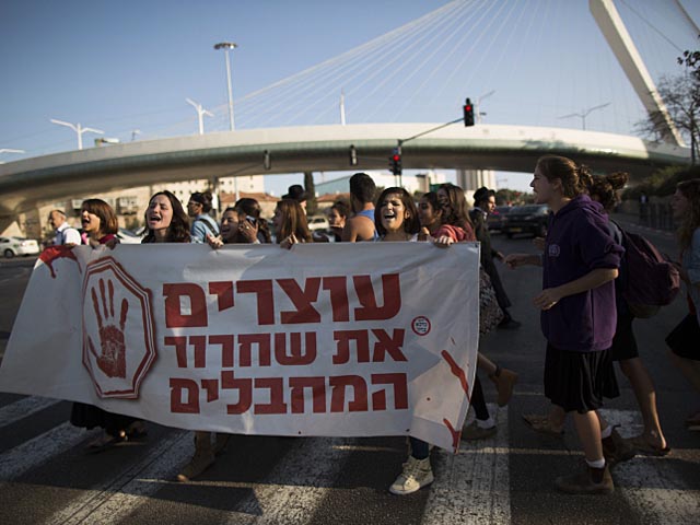 Демонстрация на въезде в Иерусалим. 14 ноября 2013 года