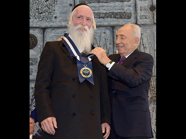 Президент Израиля Шимон Перес и раввин Ицхак Давид Гроссман