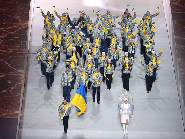Олипмийская сборная Украины на открытии Олимпиады в Сочи. 7 февраля 2014 года
