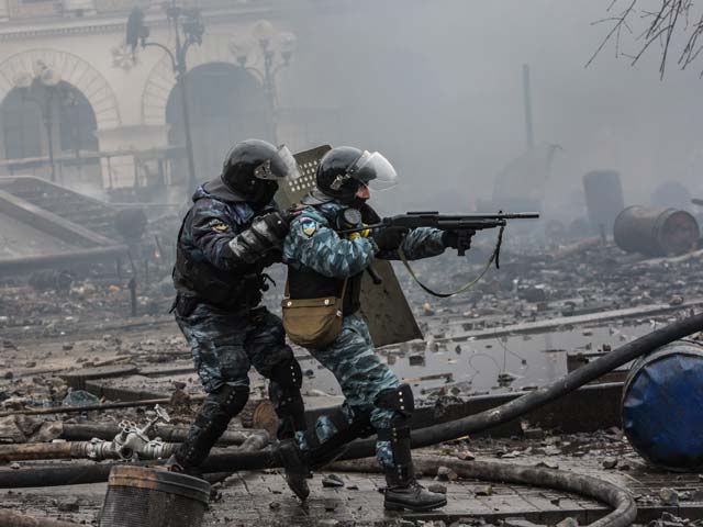 Бойцы "Беркута" в Киеве. 19 февраля 2014 года