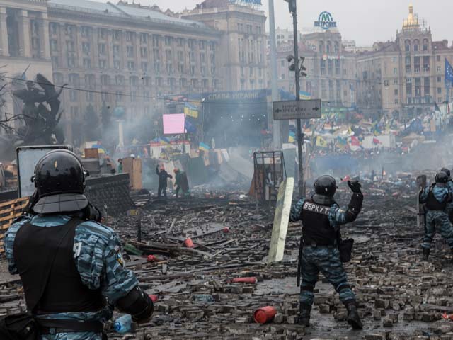 Бойцы "Беркута" в Киеве. 19 февраля 2014 года