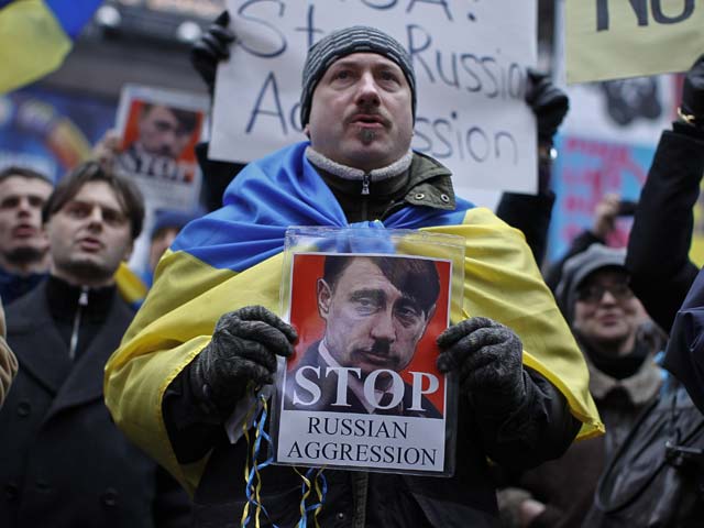 Акция против вторжения российских войск в Крым. Нью-Йорк, 2 марта 2014 года