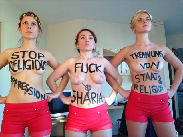 Секстремистки FEMEN атаковали в Берлине идеолога исламистской организации 