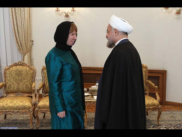 Кэтрин Эштон и Хасан Роухани. Тегеран, 9 марта 2014 года