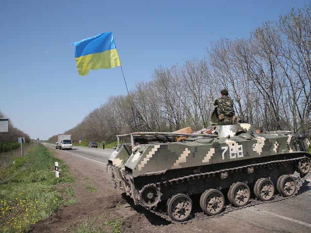 Украинские военные. Блокпост около Славянска