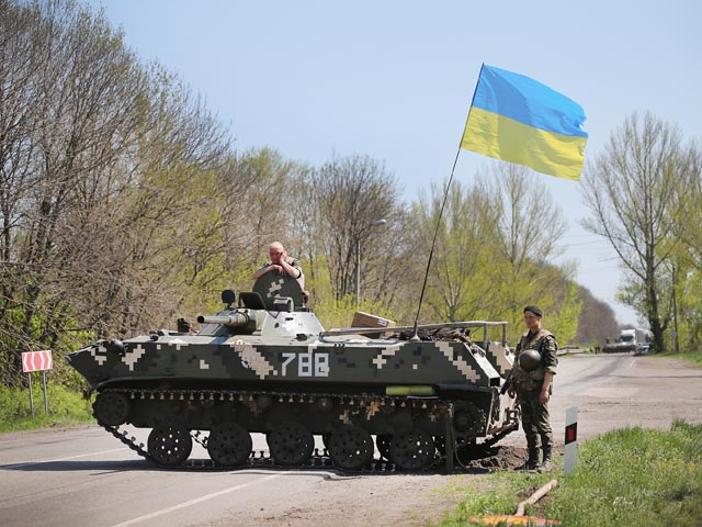 Украинские военные. Блокпост около Славянска