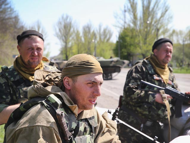 Украинские военные. Блокпост около Славянска