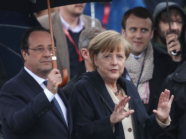 Президент Франции Франсуа Олланд и канцлер Германии Ангела Меркель. 10.05.2014