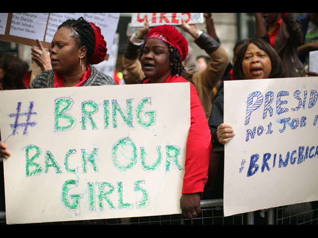 Митинг за освобождение группы похищенных школьниц. Лондон, 9 мая 2014 г. 