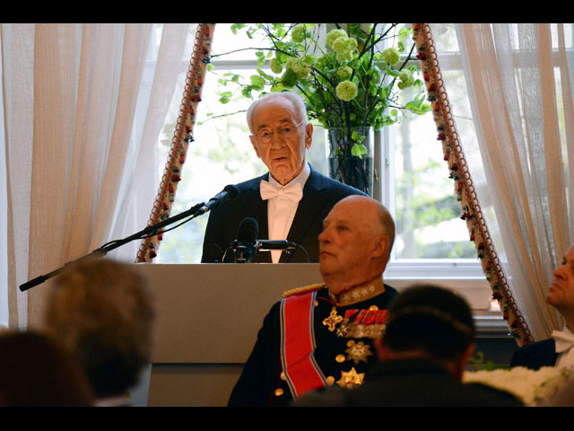 Шимон Перес во время официального визита в Норвегию 13 мая 2014 г.