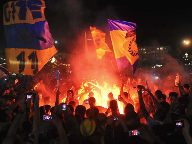 Торжества в Тель-Авиве по случаю победы "Маккаби"