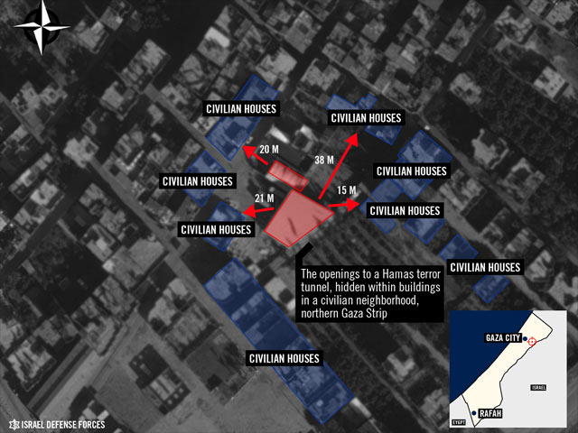 Вход в туннель на севере сектора боевики ХАМАС также скрыли в жилом районе