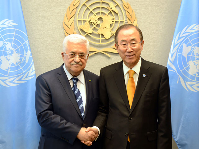 Махмуд Аббас и Пан Ги Мун в сентябре 2013 года