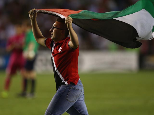 Фанаты с палестинским флагом выскочили на поле во время матча "Реал" &#8211; "Рома"