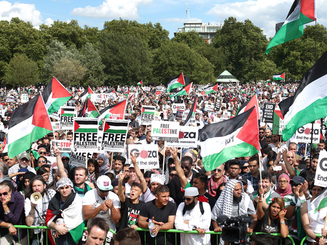 Антиизраильский митинг в Лондоне 9 августа 2014 года